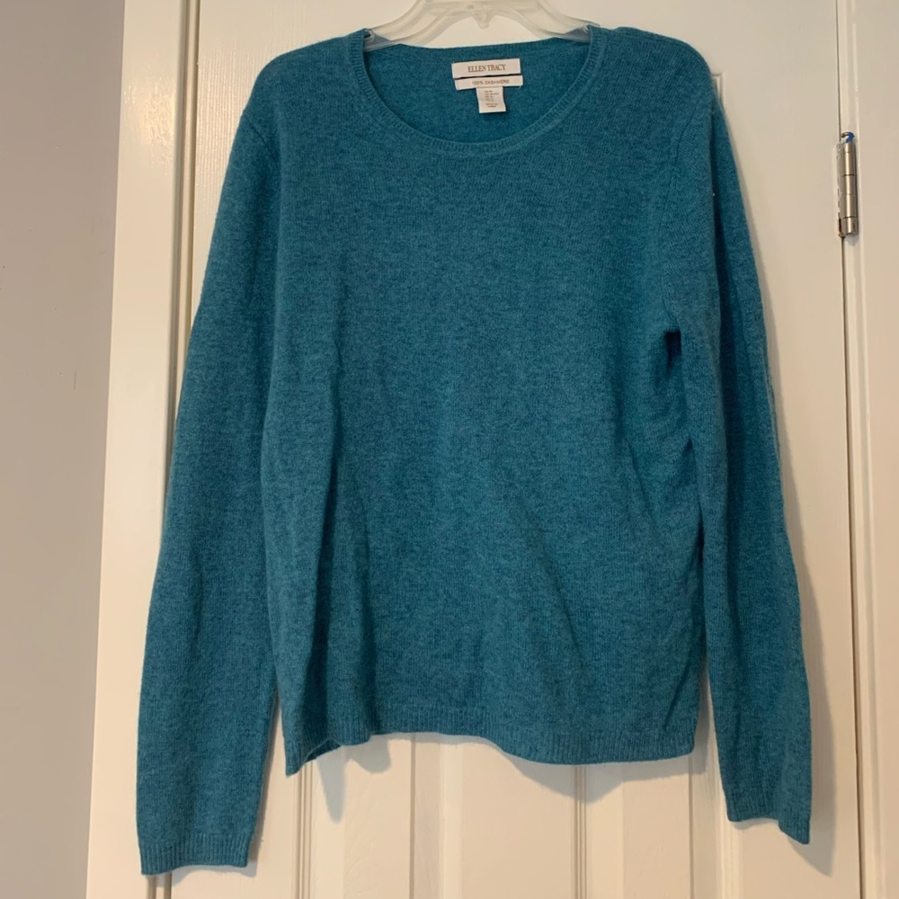 100% Cashmere Ellen Tracy Sweater in Turquoise